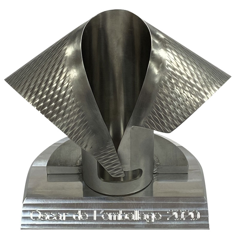 metal trophy for the 2020 Packaging Oscar